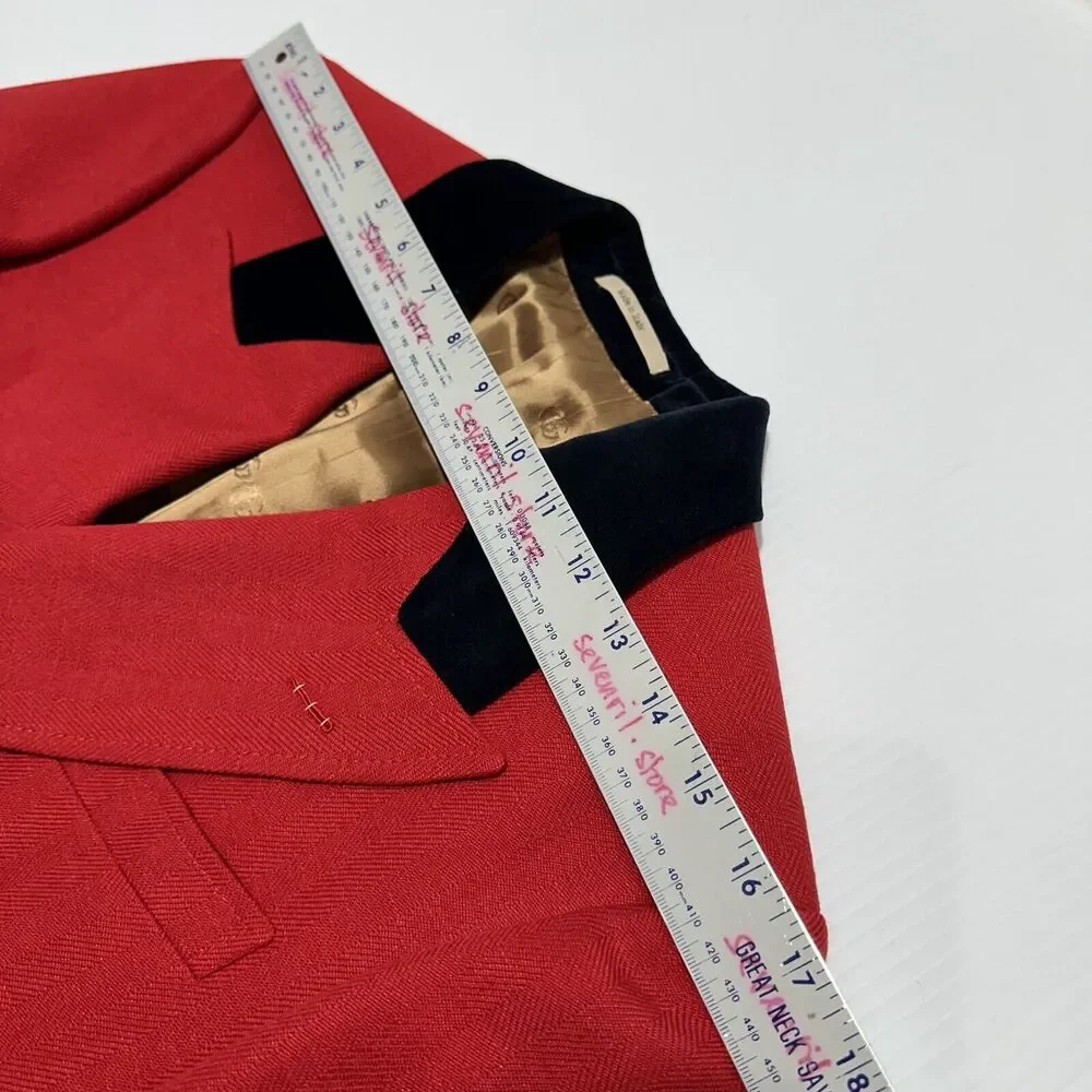 Gucci Herringbone Jacket 48 US 38 Red Wool Linen Double Breast Blazer NWT $3,600